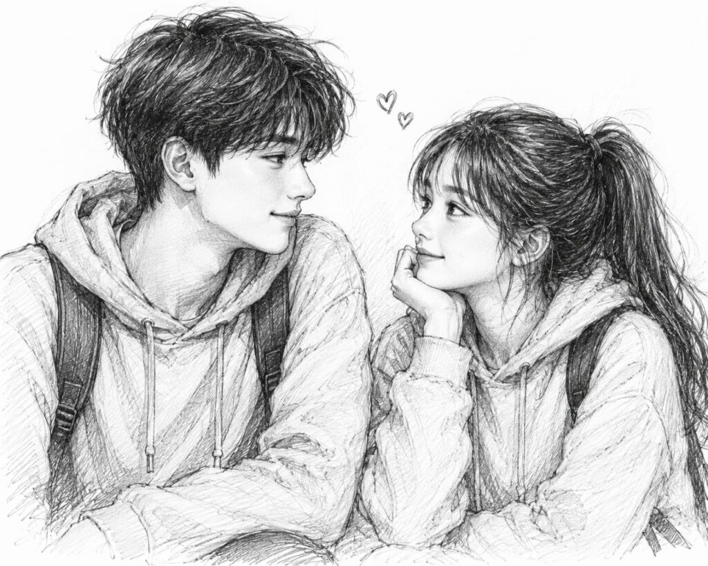 couple portrait drawing-art shop