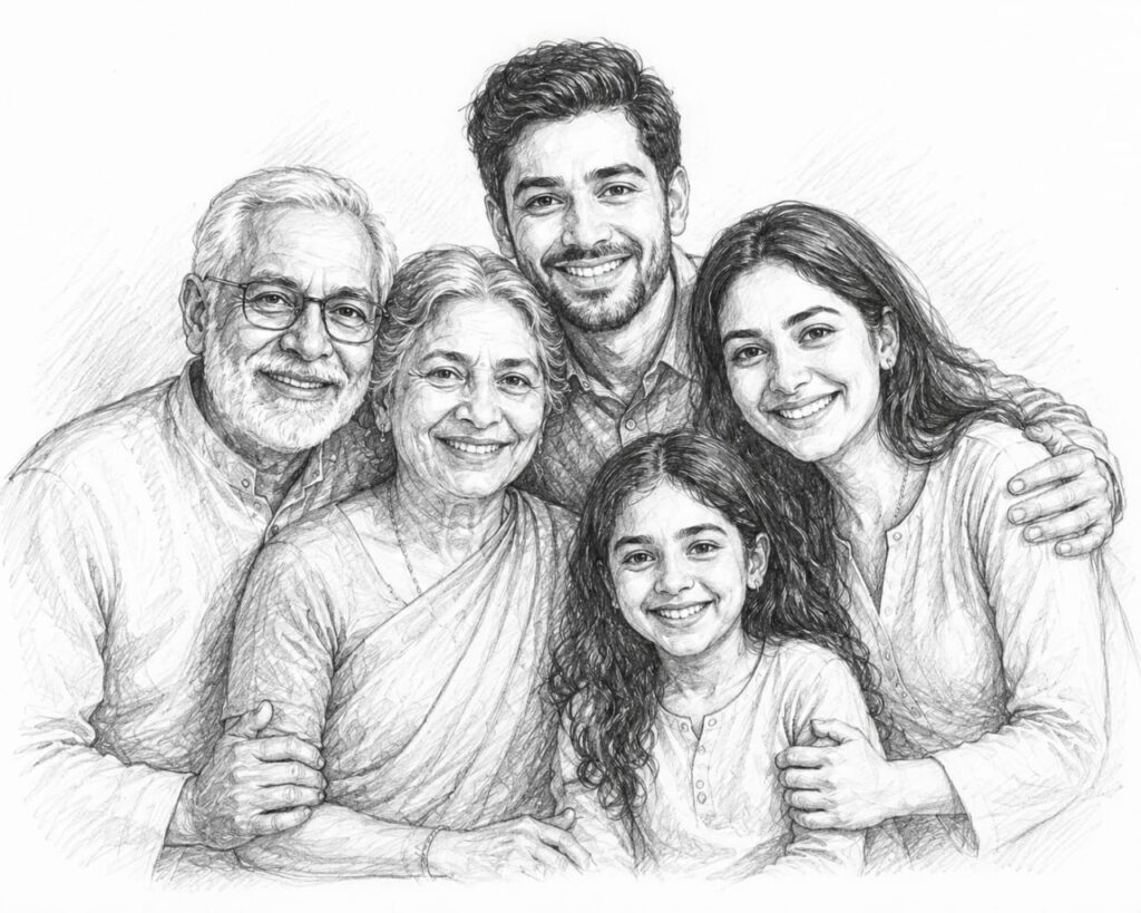 family drawing sketch