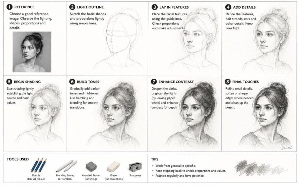 sketch step by step